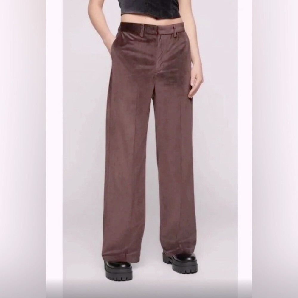 Levis The Baggy Trousers Velvet Wide Leg Mid Rise Size 26 Chocolate Plum Brown